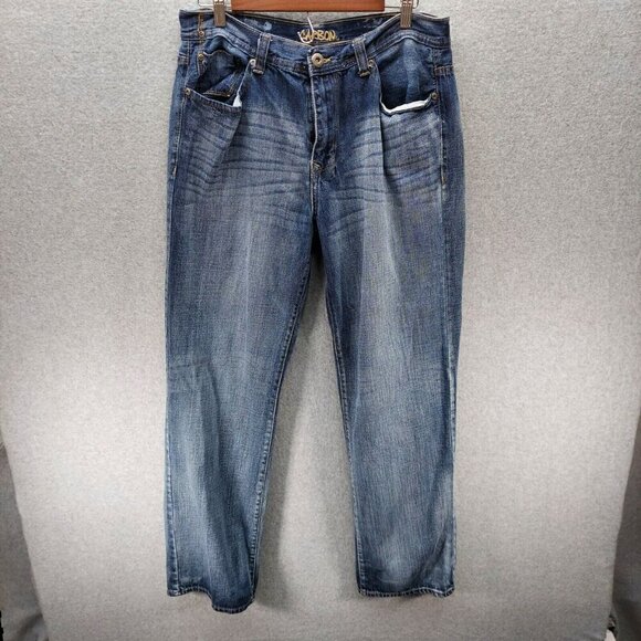 Men's 34x34 Carbon Regular Distressed Washed  Blue Jeans  Actual 34x32 5 Pocket - Picture 1 of 16